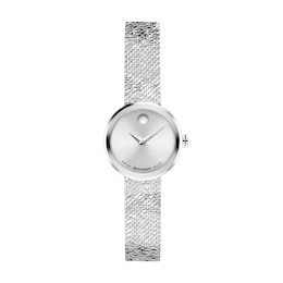 Ladies' Movado Museum Velura Mini Stainless Steel Watch with Silver-Tone Dial (Model: 0607855)