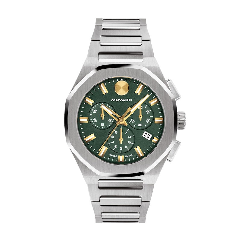 Men's Movado Centurion Stainless Steel Watch with Green Dial (Model: 0608111)