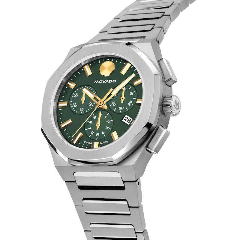 Men's Movado Centurion Stainless Steel Watch with Green Dial (Model: 0608111)