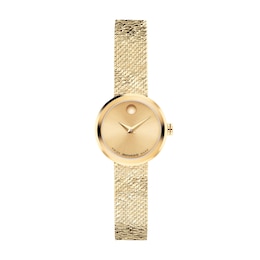 Ladies' Movado Museum Velura Mini Gold-Tone Stainless Steel Watch with Gold-Tone Dial (Model: 0607864)