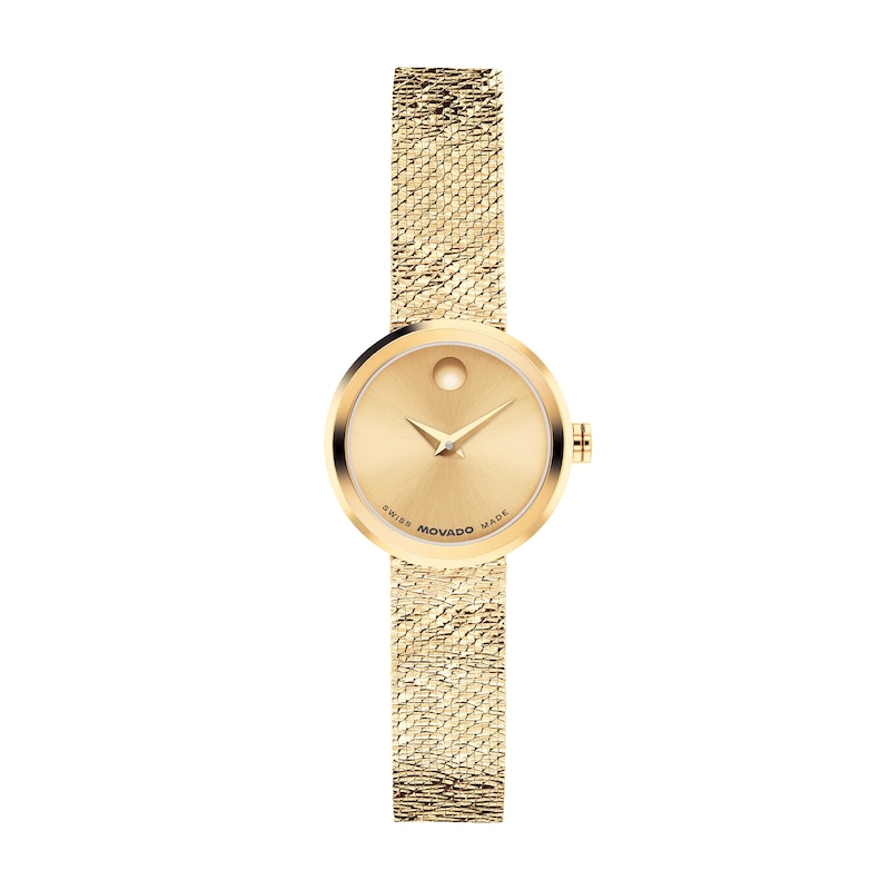 Ladies' Movado Museum Velura Mini Gold-Tone Stainless Steel Watch with Gold-Tone Dial (Model: 0607864)