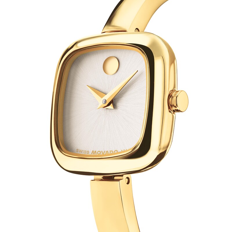 Ladies' Movado Museum® Classic Gold-Tone PVD Bangle Bracelet Analog Watch with Champagne Dial (Model: 0608058)