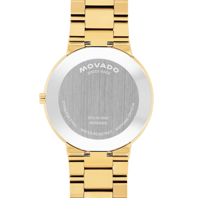 Men's Movado Avalo Gold-Tone Stainless Steel Watch with Black Dial (Model: 0608056)