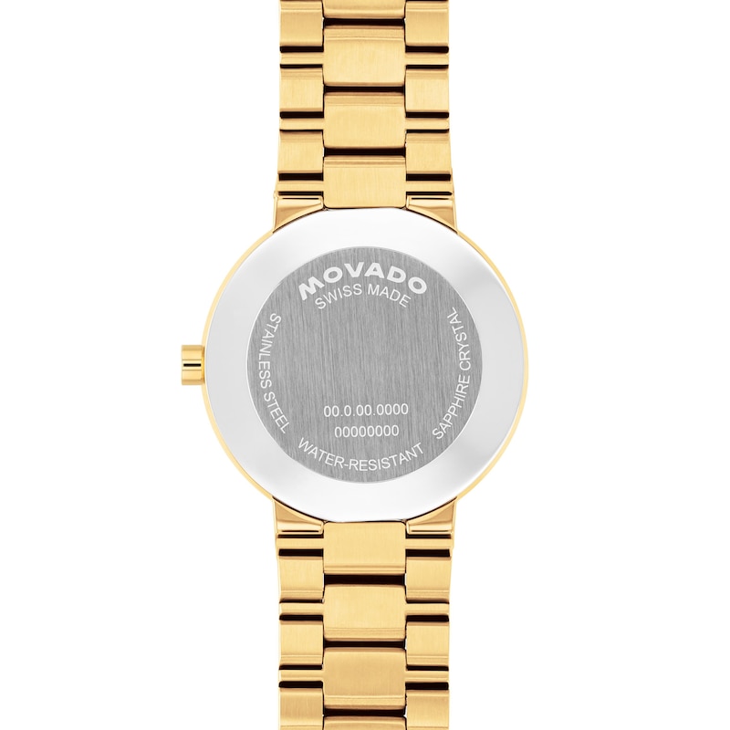 Ladies' Movado Avalo Gold-Tone Stainless Steel Watch with Black Dial (Model: 0608082)