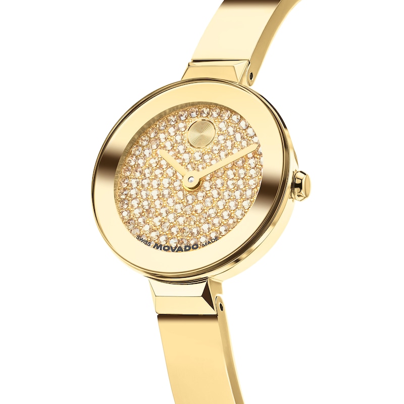 Ladies' Movado Bold Bangle Mini Gold-Tone Stainless Steel Watch with Crystal Dial (Model: 3601401)