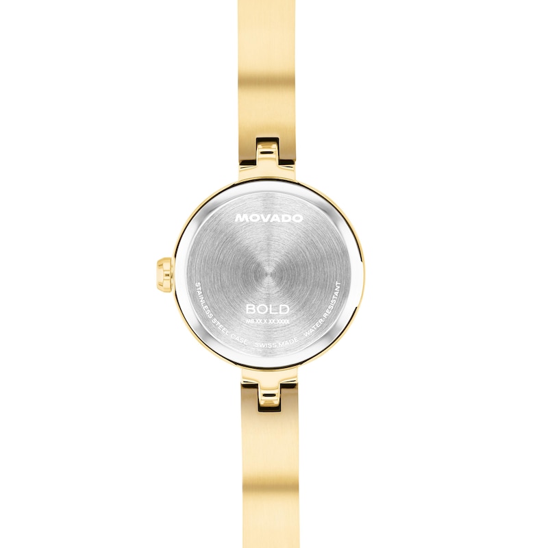 Ladies' Movado Bold Bangle Mini Gold-Tone Stainless Steel Watch with Crystal Dial (Model: 3601401)