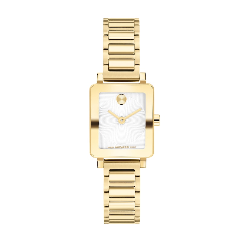 Ladies' Movado BOLD Evolution 2.0 Gold-Tone Stainless Steel Watch with White Dial (Model: 3601328)
