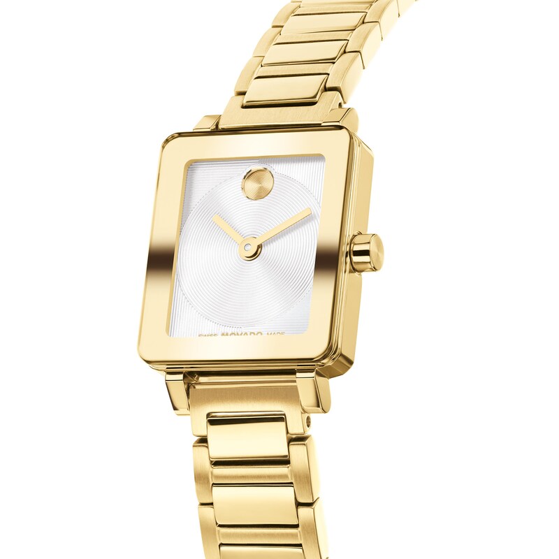 Ladies' Movado BOLD Evolution 2.0 Gold-Tone Stainless Steel Watch with White Dial (Model: 3601328)