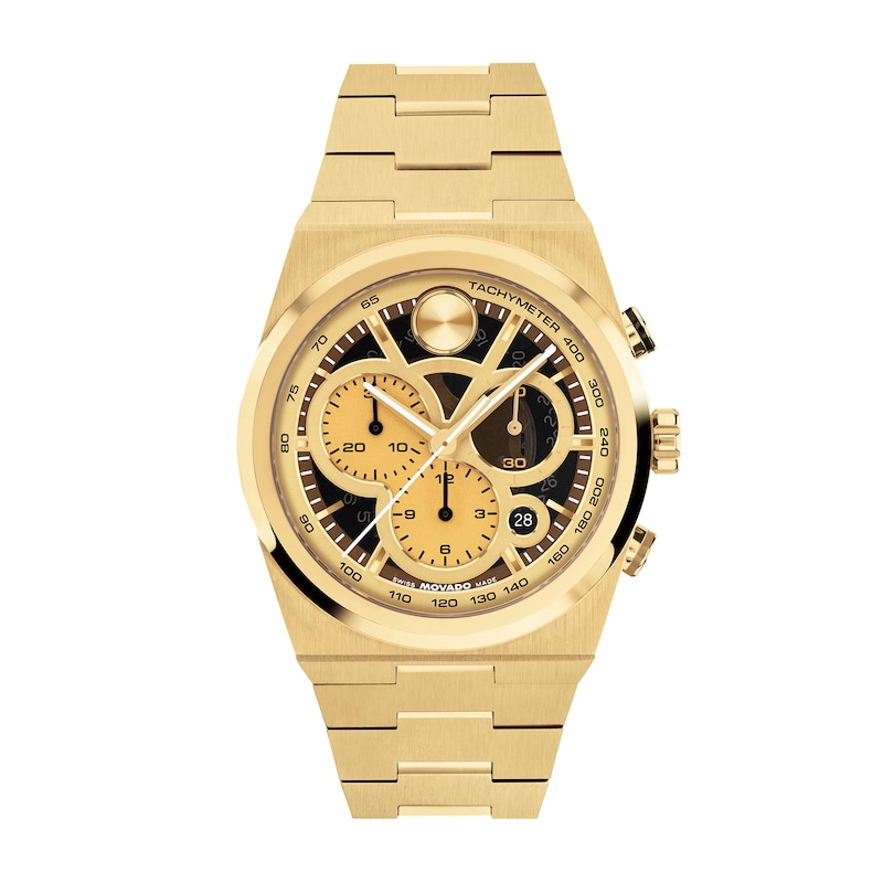 Men's Movado BOLD Quest Chronograph Gold-Tone Stainless Steel Watch (Model: 3601185)