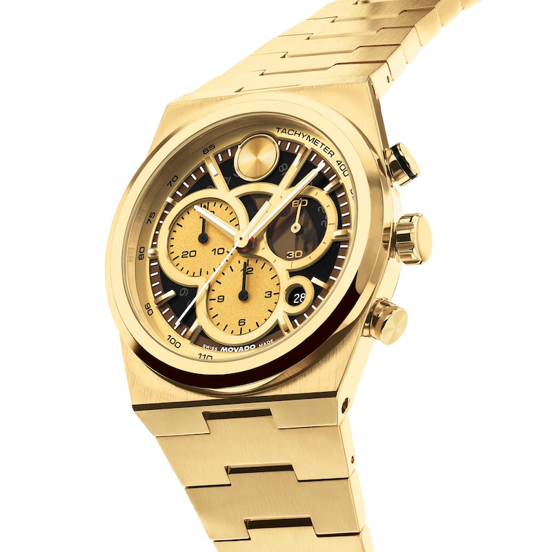 Men's Movado BOLD Quest Chronograph Gold-Tone Stainless Steel Watch (Model: 3601185)