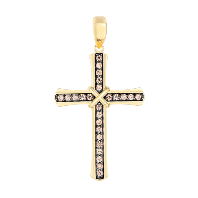 0.50 CT. T.W. Brown Diamond Cross Charm in 10K Gold