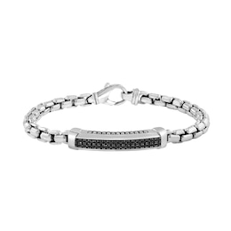 EFFY™ Collection Men's Black Sapphire ID Bracelet in Sterling Silver - 8.5"