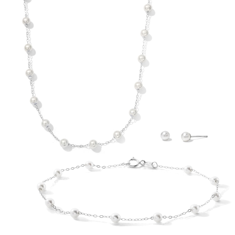 Main Image 1 of EFFY™ Collection 3.5-4.0mm Cultured Pearl Gift Set in Sterling Silver
