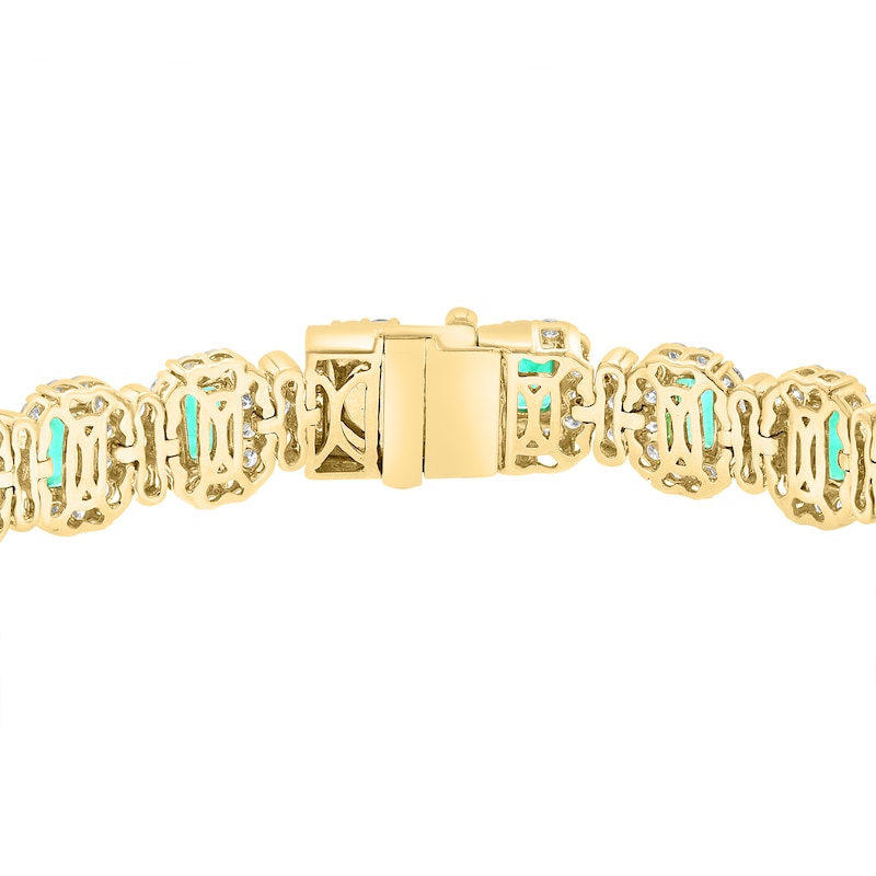 EFFY™ Collection Emerald-Cut Emerald and 6.00 CT. T.W. Diamond Frame Bracelet in 14K Gold - 7.5"
