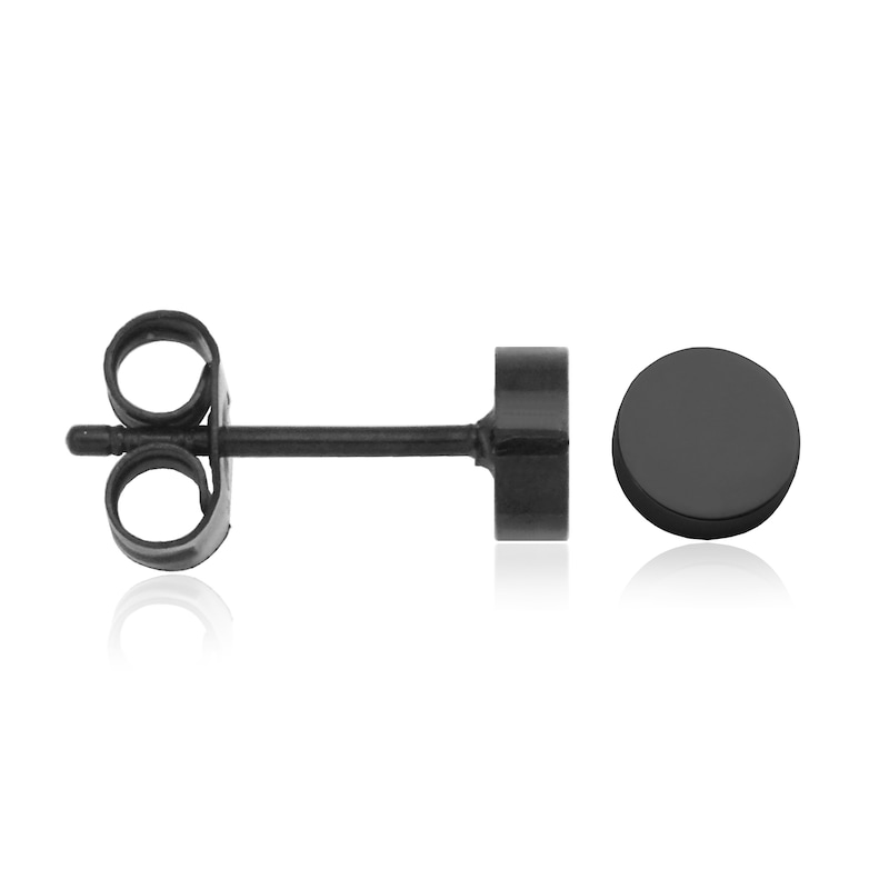 Flat Stud Earrings in Stainless Steel with Black Ion Plate
