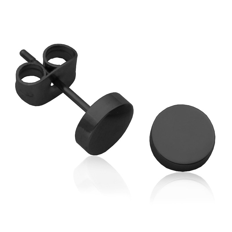 Flat Stud Earrings in Stainless Steel with Black Ion Plate