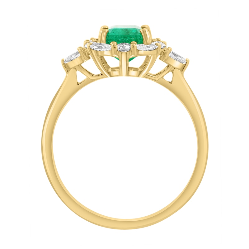 EFFY™ Collection Emerald-Cut Emerald and 0.70 CT. T.W. Diamond Frame Ring 14K Gold