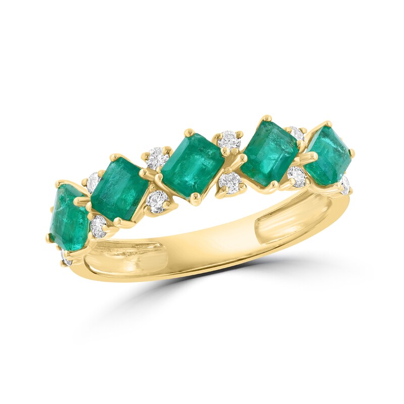 EFFY™ Collection Emerald and 0.20 CT. T.W. Diamond Ring 14K Gold