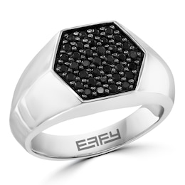 EFFY™ Collection Men's Black Sapphire Hexagon Ring in Sterling Silver