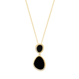 EFFY™ Collection Freeform Black Onyx and 0.08 CT. T.W. Diamond Necklace in 14K Gold - 18"