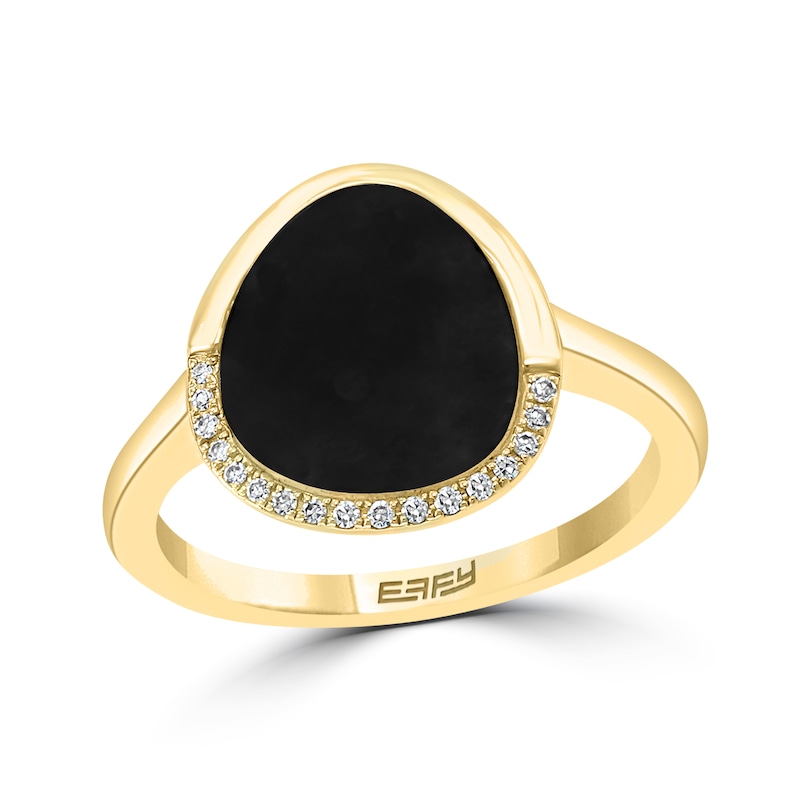 EFFY™ Collection Freeform Black Onyx and 0.05 CT. T.W. Diamond Ring 14K Gold