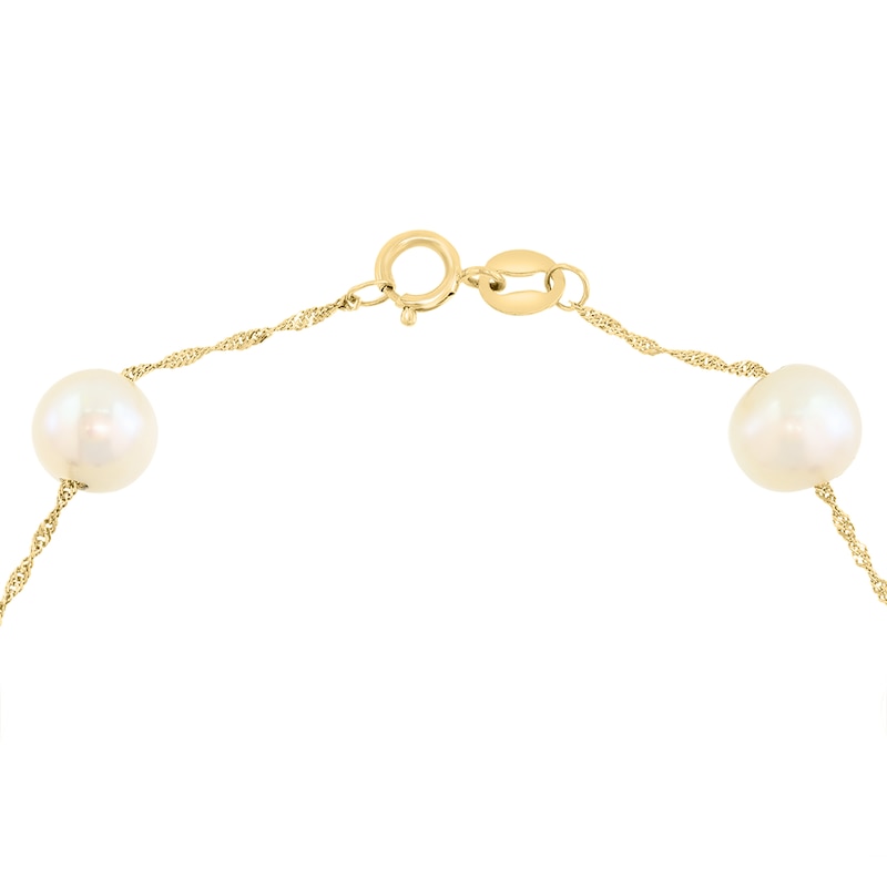 EFFY™ Collection Cultured Pearl and Black Onyx Station Bracelet in 14K Gold - 7.5"