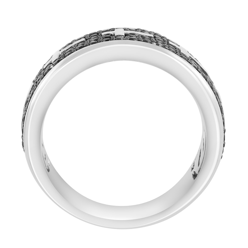 EFFY™ Collection Men's Black Sapphire Sideways Cross Ring Sterling Silver