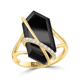 EFFY™ Collection Hexagon Black Onyx and 0.12 CT. T.W. Diamond Ring in 14K Gold