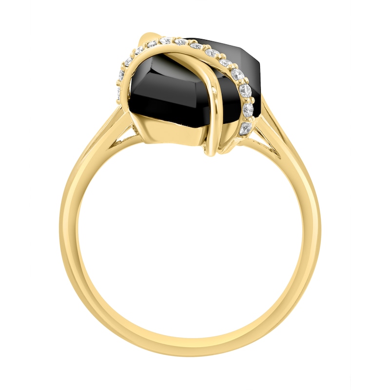 EFFY™ Collection Hexagon Black Onyx and 0.12 CT. T.W. Diamond Ring 14K Gold
