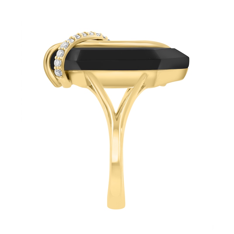 EFFY™ Collection Hexagon Black Onyx and 0.12 CT. T.W. Diamond Ring 14K Gold