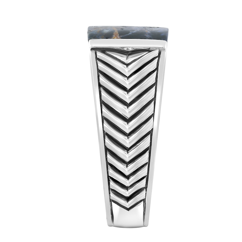EFFY™ Collection Men's Pietersite Blue Quartz Bezel-Set Ring Sterling Silver