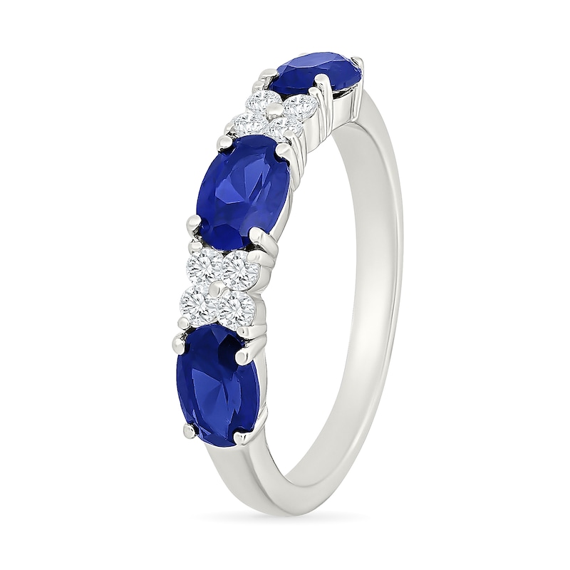 Oval Blue Lab-Created Sapphire and 0.20 CT. T.W. Lab-Grown Diamond Ring 10K White Gold (I/SI2)