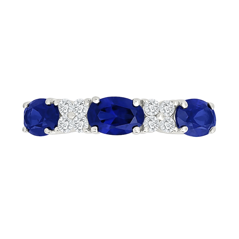 Oval Blue Lab-Created Sapphire and 0.20 CT. T.W. Lab-Grown Diamond Ring 10K White Gold (I/SI2)