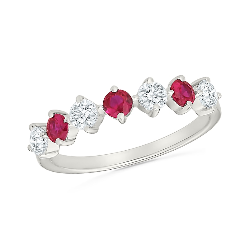 Lab-Created Ruby and 0.50 CT. T.W. Lab-Grown Diamond Ring 10K White Gold (I/SI2)