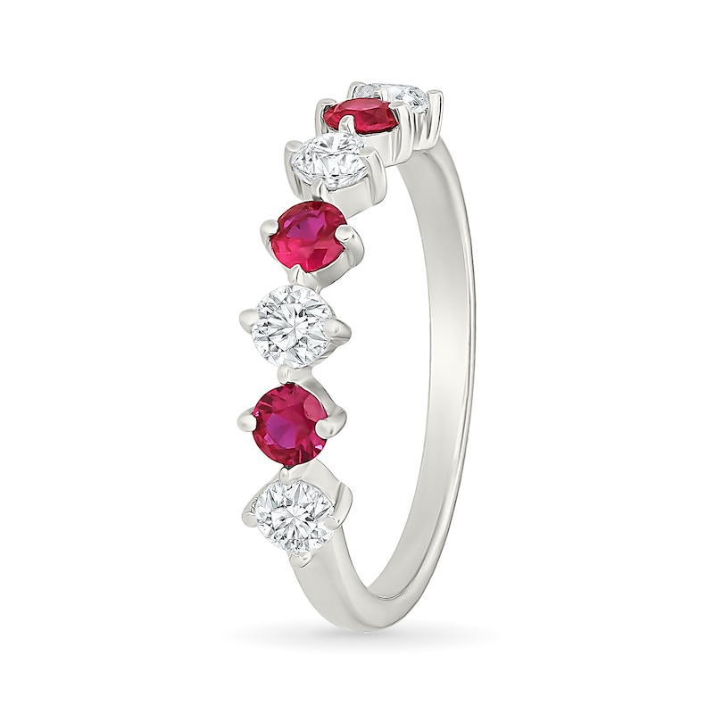 Lab-Created Ruby and 0.50 CT. T.W. Lab-Grown Diamond Ring 10K White Gold (I/SI2)