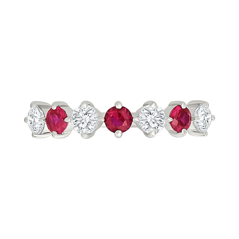 Lab-Created Ruby and 0.50 CT. T.W. Lab-Grown Diamond Ring 10K White Gold (I/SI2)