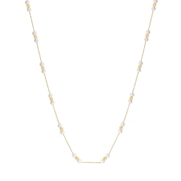 EFFY™ Collection Cultured Pearl & Bead Station Necklace in 14K Gold - 18"