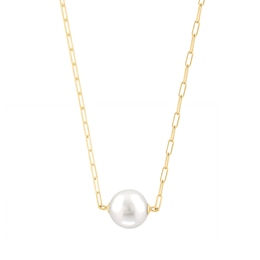 EFFY™ Collection Cultured Pearl Paper Clip Chain Necklace in 14K Gold - 18"