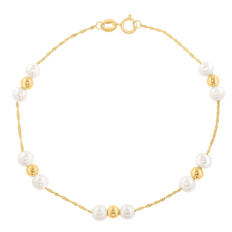 EFFY™ Collection Cultured Pearl & Bead Station Bracelet in 14K Gold - 7.5