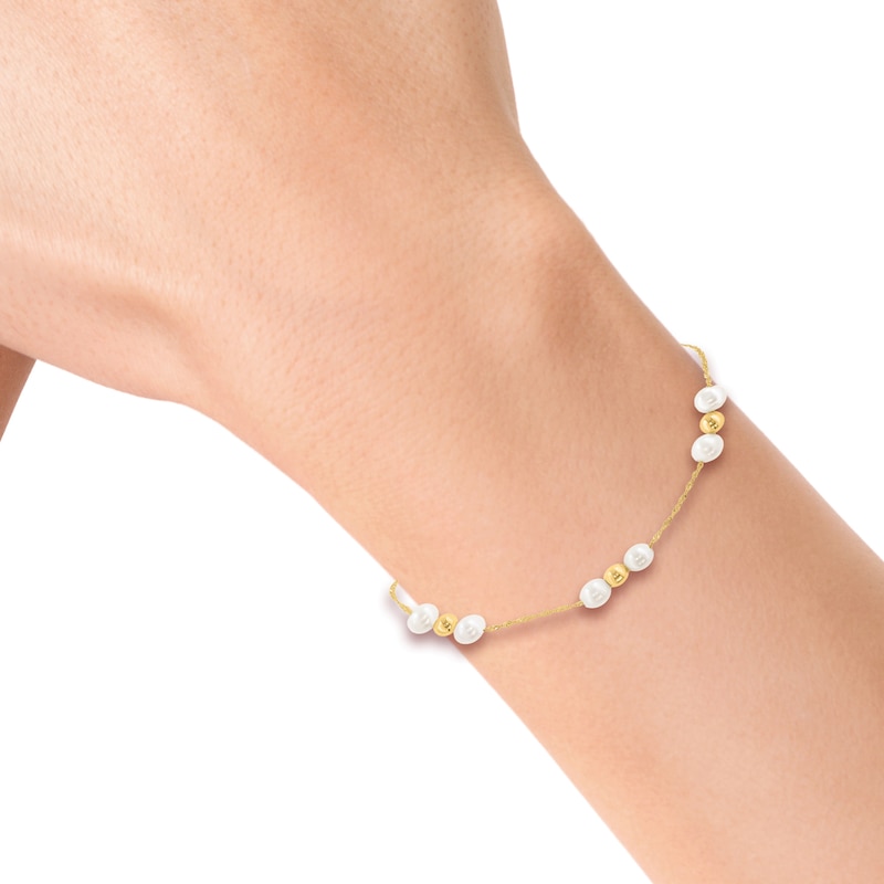EFFY™ Collection Cultured Pearl & Bead Station Bracelet in 14K Gold - 7.5