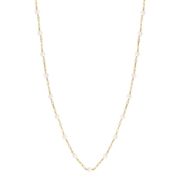 EFFY™ Collection Cultured Pearl Paper Clip Chain Necklace in 14K Gold - 20"