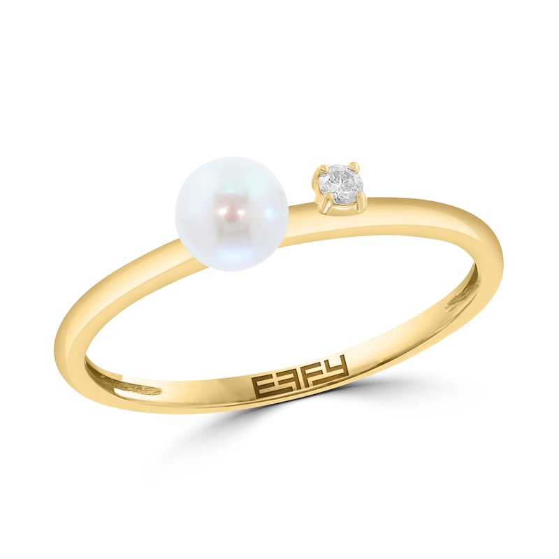 EFFY™ Collection Cultured Pearl and Diamond Accent Ring 14K Gold