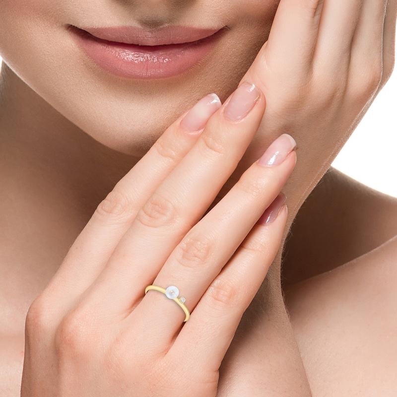 EFFY™ Collection Cultured Pearl and Diamond Accent Ring 14K Gold