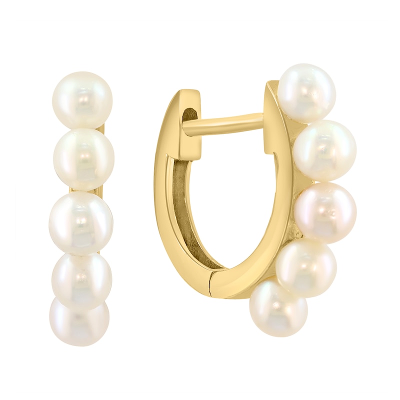 EFFY™ Collection Cultured Pearl Bead Hoop Earrings in 14K Gold