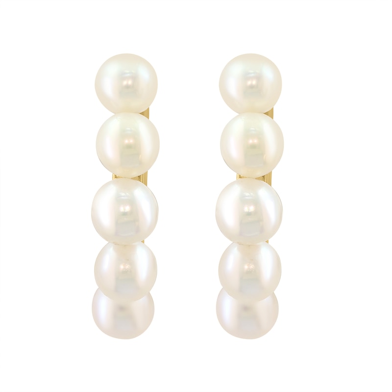 EFFY™ Collection Cultured Pearl Bead Hoop Earrings in 14K Gold