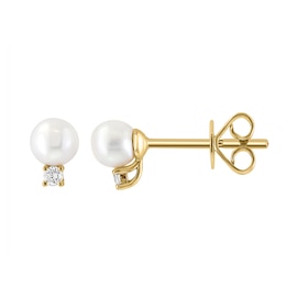 EFFY™ Collection Cultured Pearl and Diamond Accent Stacked Stud Earrings in 14K Gold