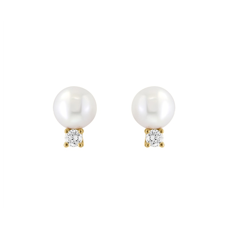 EFFY™ Collection Cultured Pearl and Diamond Accent Stacked Stud Earrings in 14K Gold
