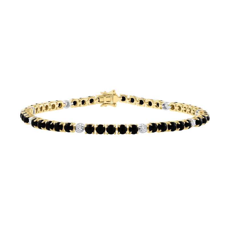 EFFY™ Collection Black Onyx and 0.30 CT. T.W. Diamond Bracelet in 14K Gold - 7.0"