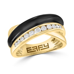 EFFY™ Collection Freeform Black Onyx and 0.30 CT. T.W. Diamond Ring in 14K Gold