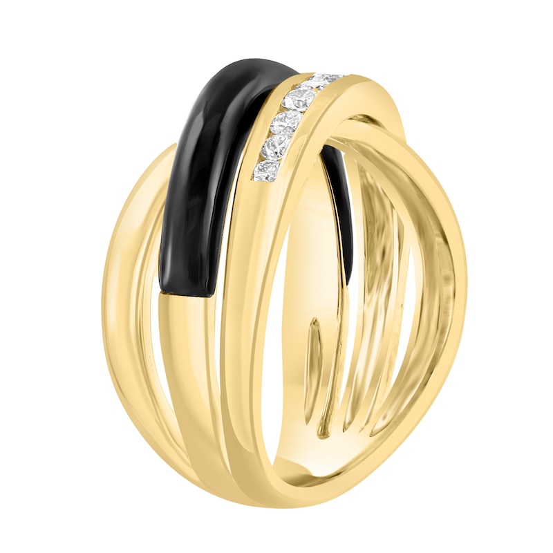 EFFY™ Collection Freeform Black Onyx and 0.30 CT. T.W. Diamond Ring 14K Gold